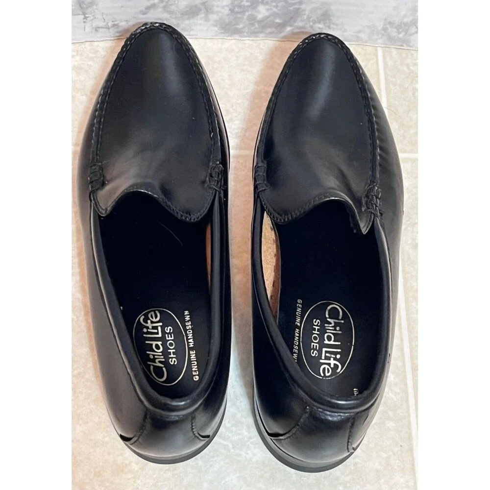 VTG Biltrite Crown Handsewn Leather Dress Loafers Mens 9.5B Black Prom Wedding